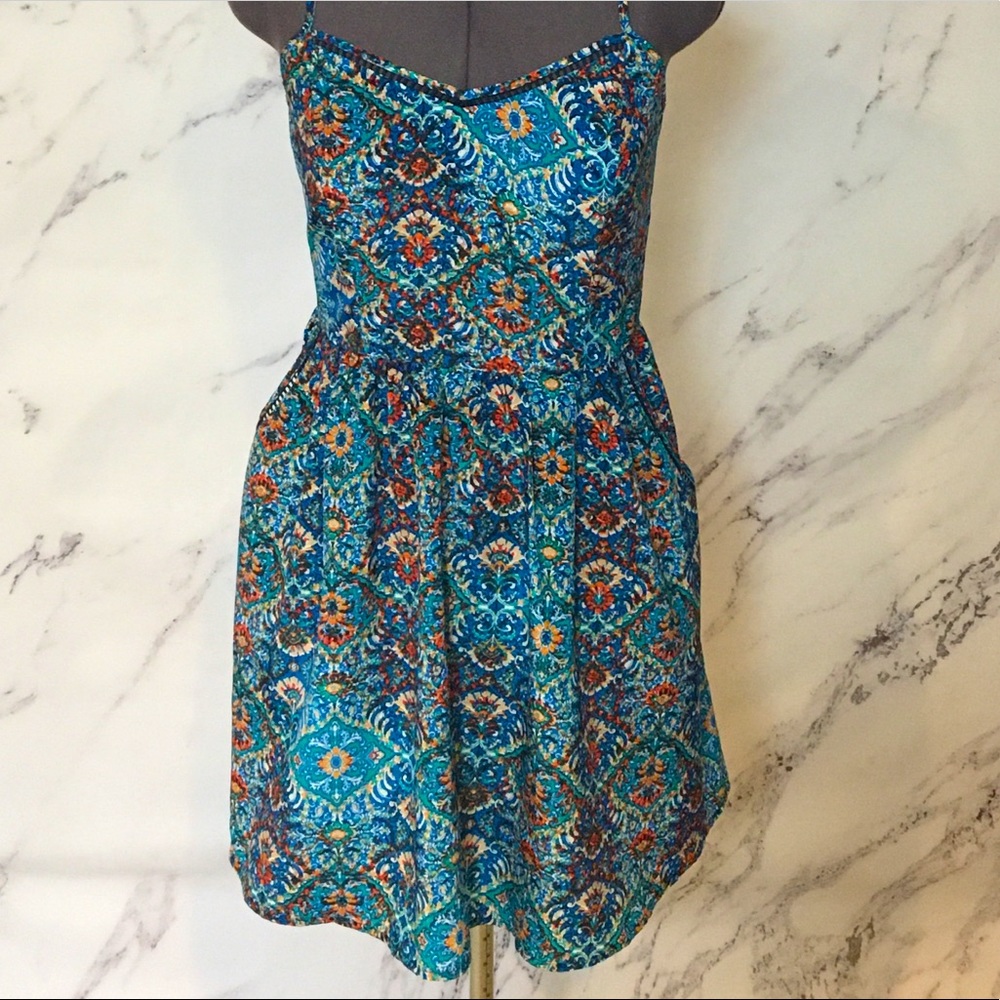 Xhilaration Blue Skater Dress Size M